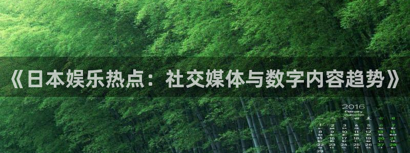 赢彩网4开户：《日本娱乐热点：社交媒体与数字内容趋势》
